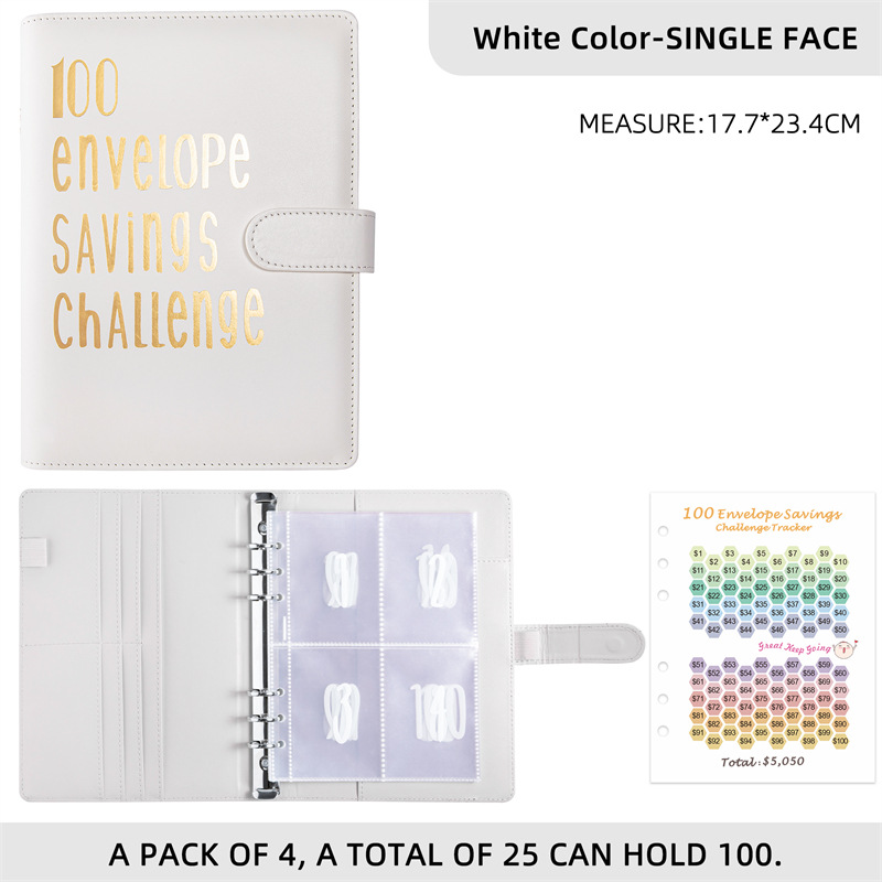 A5 hebilla magnética con-blanco (cubierta con palabras) (película de tarjeta de impresión de pantalla 25 piezas (1-100)+ reloj de gradiente de color-en 1 pieza)