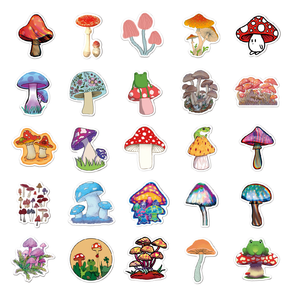 50 Sheets Of 100 Cartoon Mushroom Stickers Notebook Luggage Motorcycle Trolley Case Decorative Waterproof Stickers Batch display picture 1