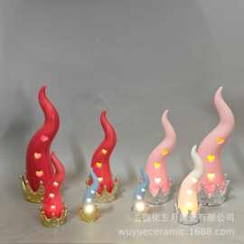 仿真蔬菜水果摆件陶瓷创意道具模型装饰LED发光辣椒小夜灯