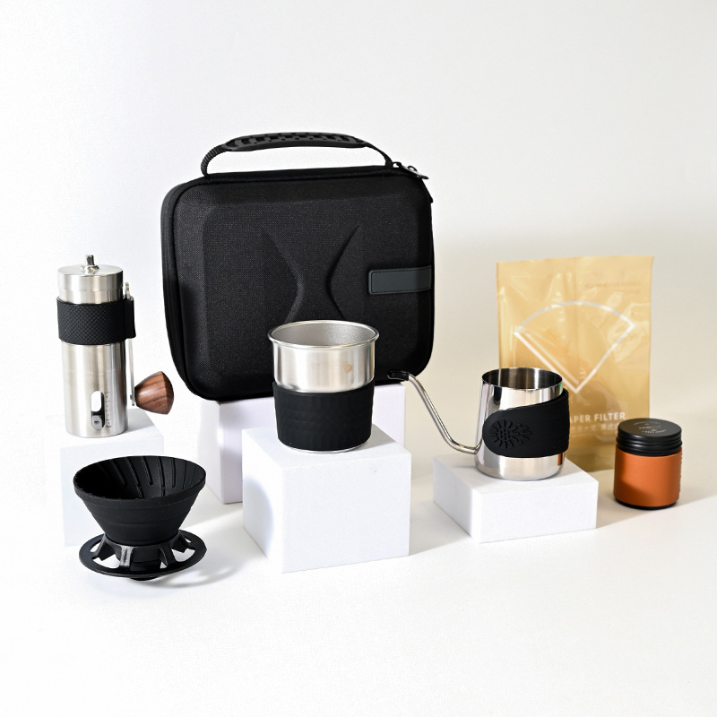 Camping al aire libre con acompañamiento portátil, minisolo, juego de molinillo manual de café