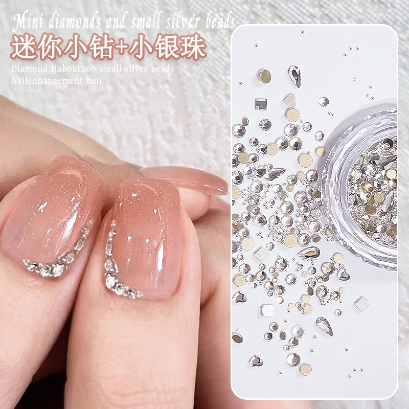 Nail Art Accessories 2026 New High-End Steel Beads Flat-Bottom Czech Rhinestones Mixed Material Pack Nail Salon Butterfly Rhinestones