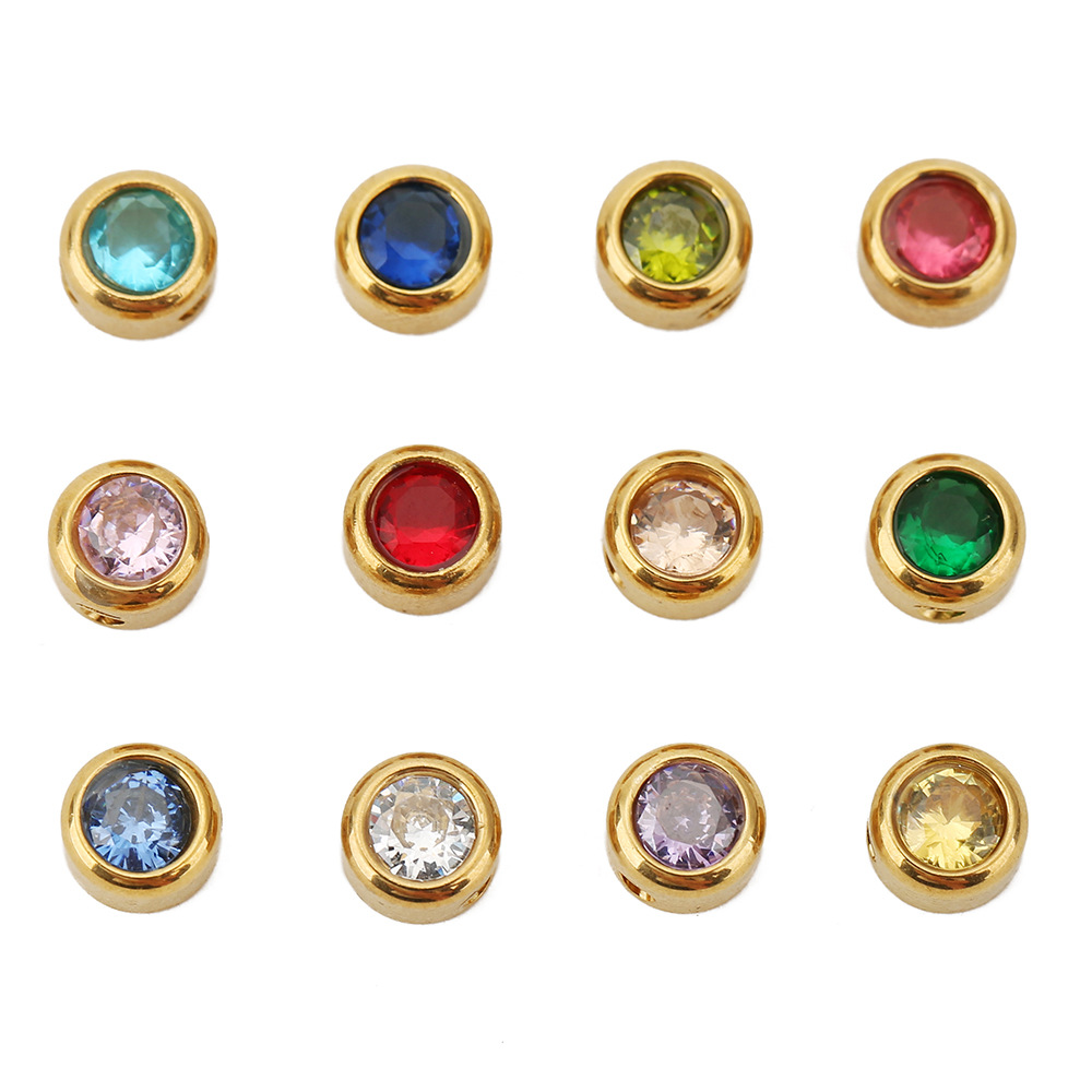 10 PCS/Package Diameter 6 Mm Hole 1~1.9mm 304 Stainless Steel Zircon Geometric Polished Beads display picture 2