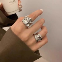 新款凹槽镜面开口戒指女ins时尚百搭小众设计食指戒个性网红指环