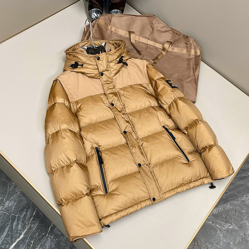 Men's Classic Casual Fashion Detachable Sleeve Hooded down Jacket Coat Top