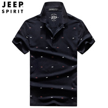 JEEP SPIRIT新款男士短袖Polo衫翻领宽松透气大码男装短袖T恤衫