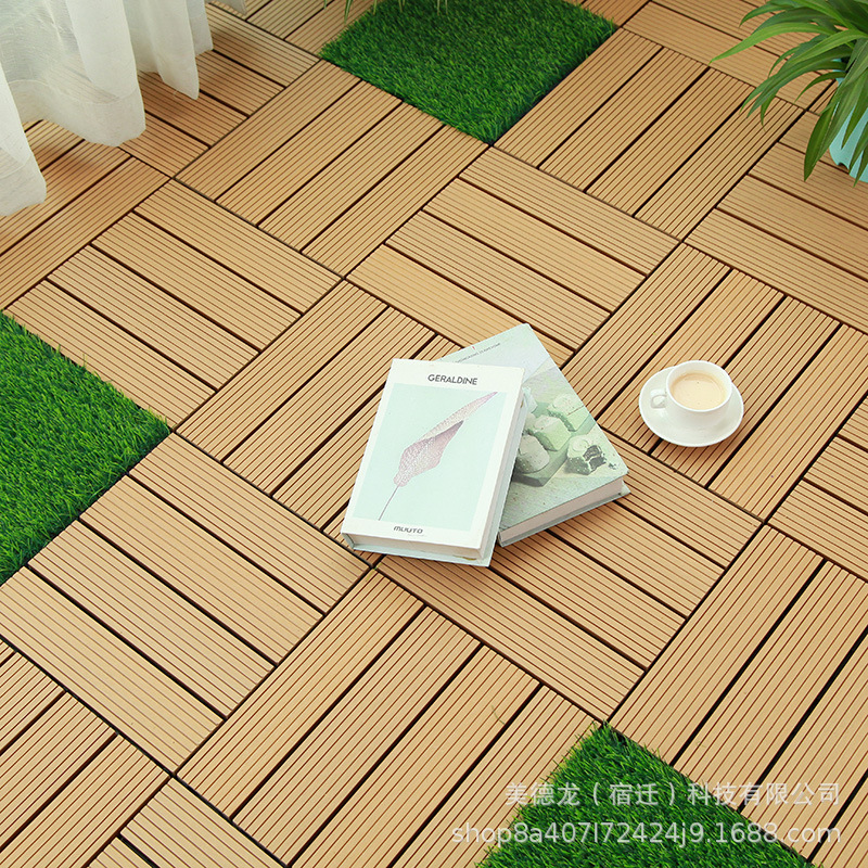 Piso Interlock de Madera Plástica, Impermeable, Antideslizante, para Balcón y Jardín image 3