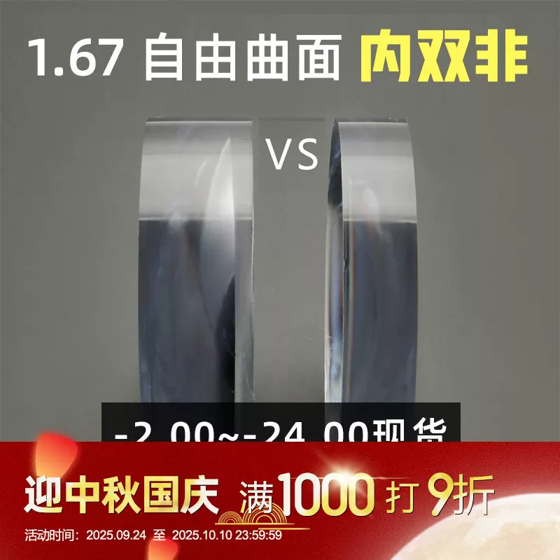 1.67双非超薄防蓝光高散高度数镜片1.71双非 接近1.74眼镜片