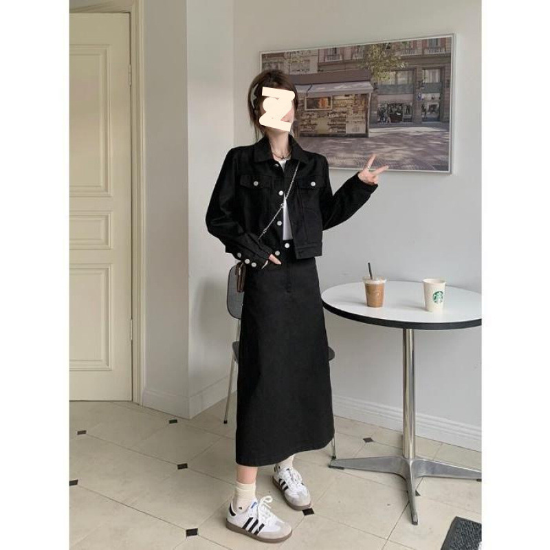 2025春秋新款韩版工装两件套女装气质时尚休闲外套A字半身裙套装|undefined