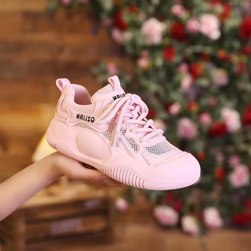 Взрывная корейская сетчатая дышащая обувь на толстой подошве женская 2024 летняя новая раскраска дикие повседневные кроссовки женская волна