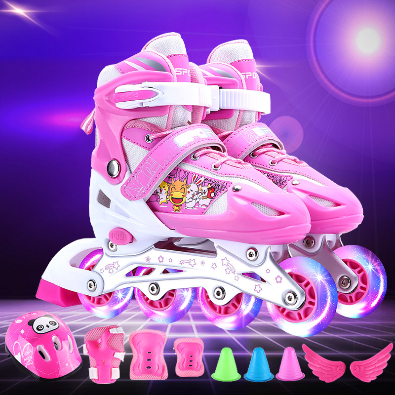 Roller Skates Kidsren's Full Set 3-6 Beginners 5 Adjustable Size 8 Roller Skates 4 Boys 12 Girls 10 Years Old