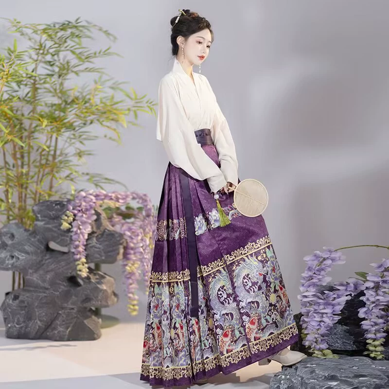 Shangguan Yingyuan chuangming Hanfu [рыба Юэ Лунмен] Улучшенный рукав самолета жилет в китайском стиле юбка для женщин повседневный костюм