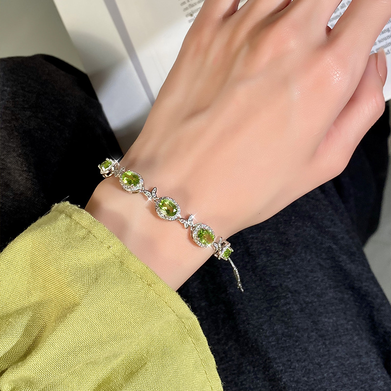 S925 pulsera de mariposa de cristal natural con incrustaciones de plata esterlina multicolor cristalina serie curativa sentido del diseño de moda mujer