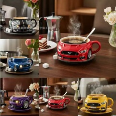 クロスボーダー新しいマスタングスポーツカーカップステンレス鋼カーブ樹脂工芸品デザインホームクリエイティブマグ