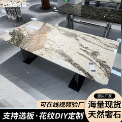 イタリア製高級石製ダイニングテーブル、正方形テーブル、軽くて豪華な高級レストランダイニングテーブル、天然高級石製ブルージェダイト模様、カスタマイズ可能