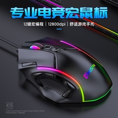 全速12800宏定义可编程12键游戏鼠标RGB电竞有线鼠标