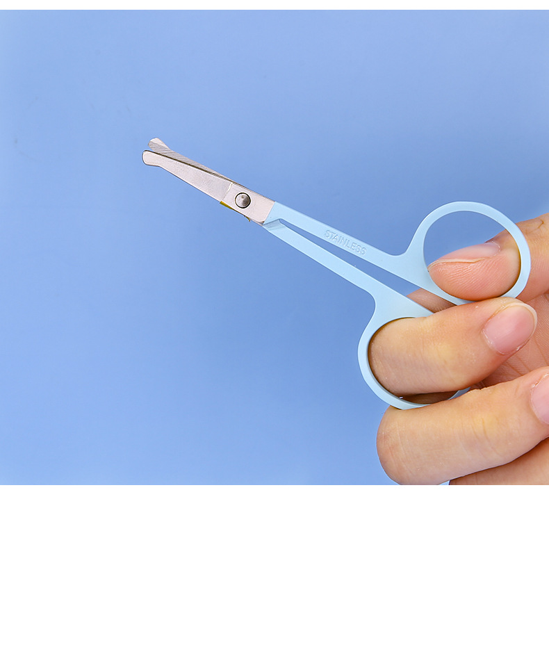 LMLTOP Blue round-headed Nose Hair Scissors Stainless Steel Makeup Small Scissors Beauty Eyebrow Shaping Scissors TOP-021 undefined