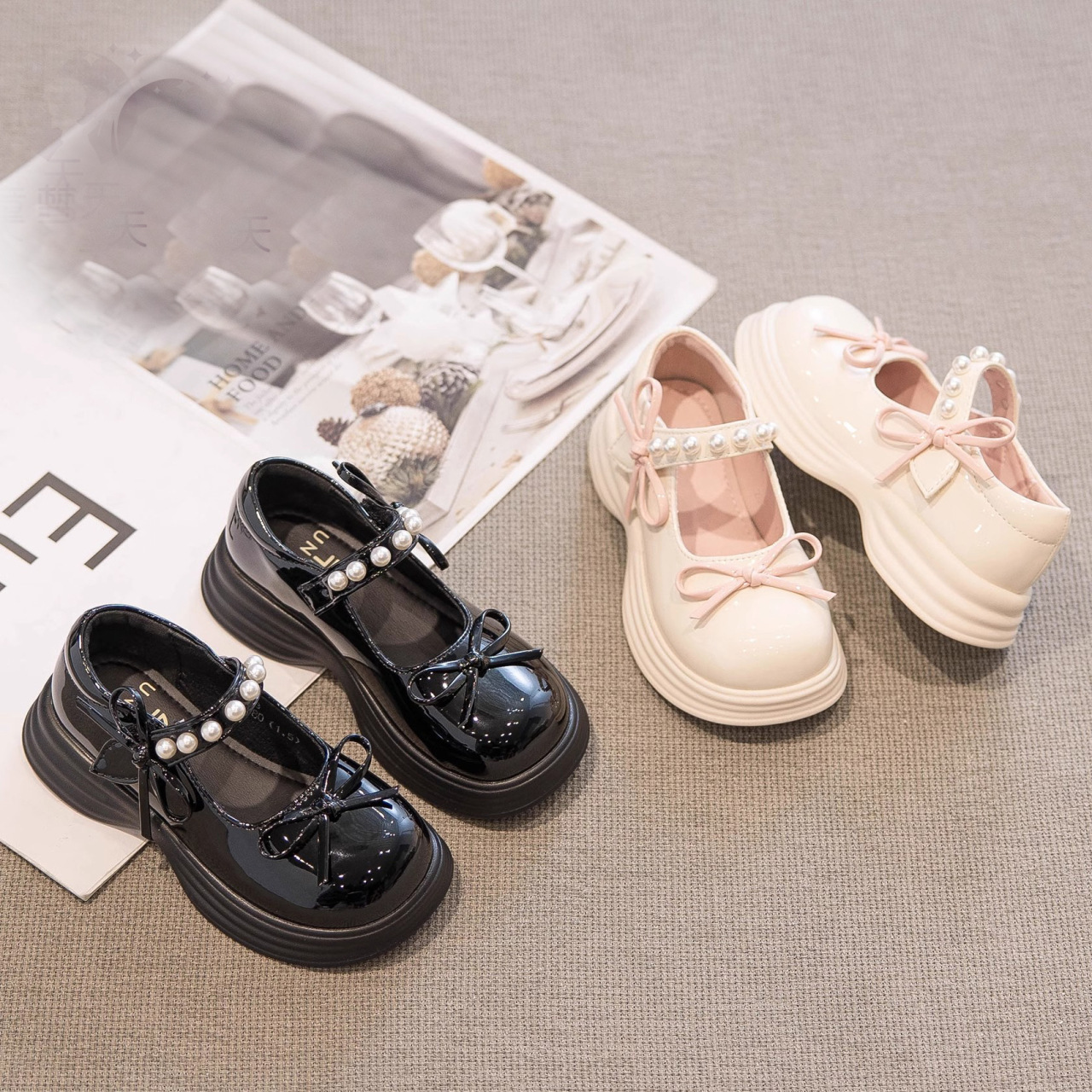 Girls' Leather Shoes for Young Children, Spring and Autumn 2026 New Stylish Princess Black Mary Jane Shoes for Little Girls