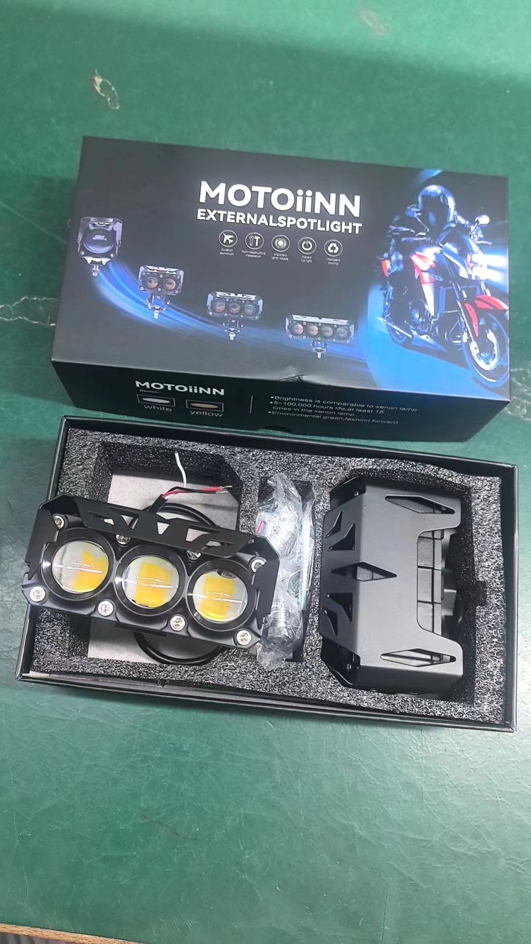 Cross-border car light led spotlight motorcycle two-color strong light headlight electric car ATV modified spotlight 80V