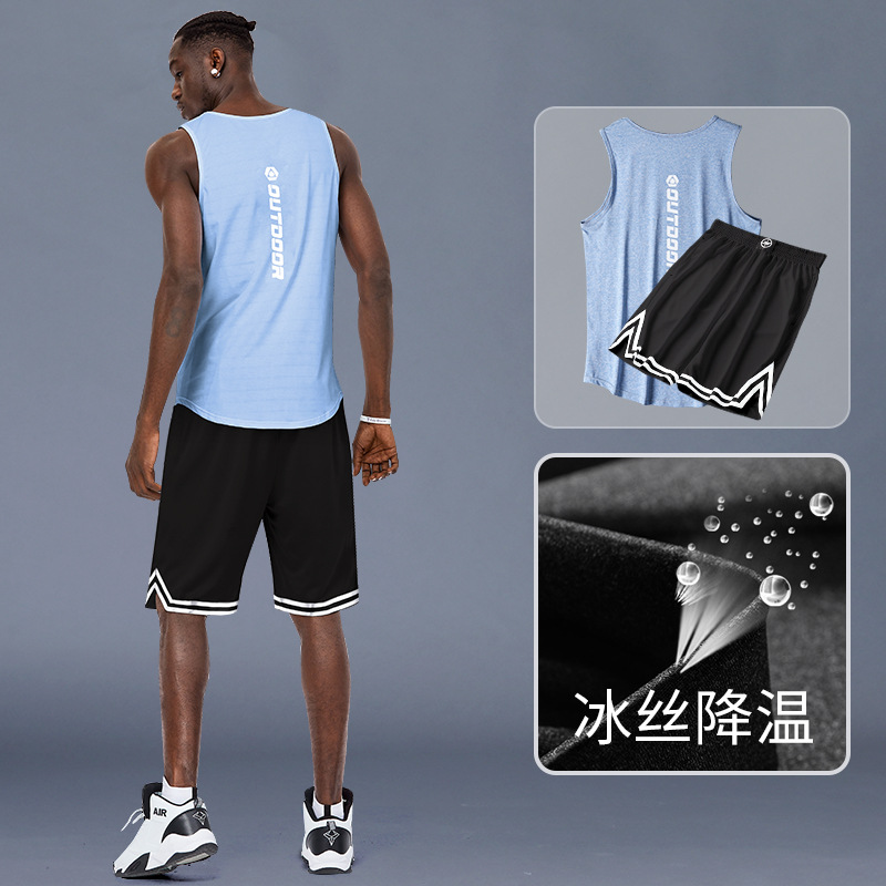 Camiseta de baloncesto hombre chaleco de hielo chaleco americano entrenamiento deportivo de secado rápido equipo de equipo de verano pantalones cortos