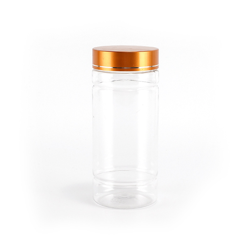 500ml竹节密封瓶pet透明塑料瓶广口粉末胶囊分装样品瓶带盖空瓶子