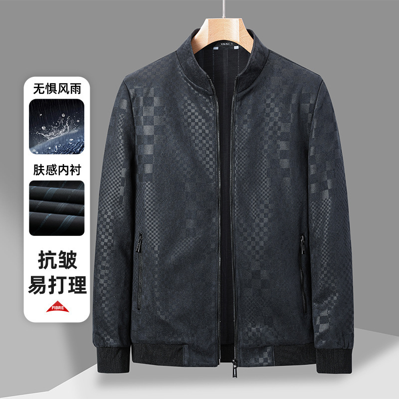 2025 Spring and Autumn New Men's Leather Jacket with Stand Collar, Baseball Collar, Fashionable Men's Coat, Cross-Border Amazon 3D 2025 Spring and Autumn New Men's Leather Jacket with Stand Collar, Baseball Collar, Fashionable Men's Coat, Cross-Border Amazon 3D