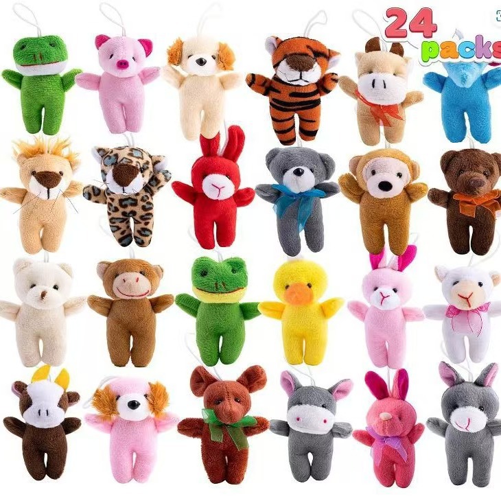 跨境毛绒玩具动物小熊兔子老虎猴子等8厘米儿童盲盒玩具挂饰装蛋