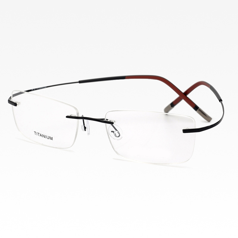 New pure titanium rimless glasses frame men's business elastic Temple myopia mirror frame simple New pure titanium rimless glasses frame men's business elastic Temple myopia mirror frame simple