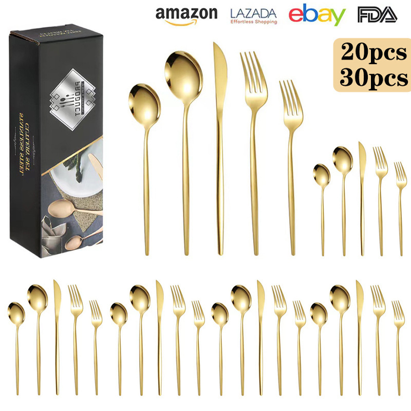 Amazon Cross-border Portuguese Stainless Steel Tableware 20/30 Set Western Steak Knife, Fork and Spoon Gift Box suit