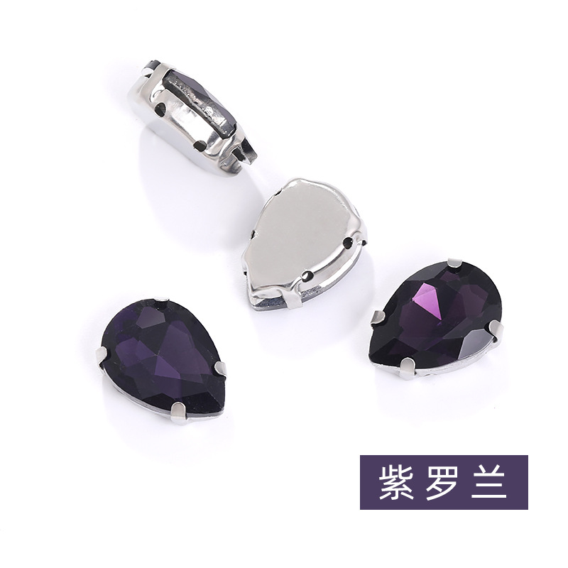 Diamante de garra de forma especial de fondo puntiagudo de gota de agua, soporte de fondo K blanco que no se desvanece, vestido de novia de bricolaje, accesorios, accesorios, taladro de garra cosido a mano