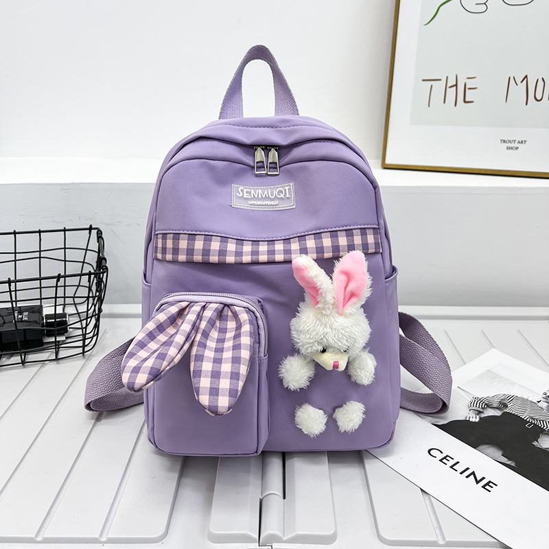 Mochila para niños de Kindergarten niños y niñas de gran capacidad mochila lindo conejito lienzo pequeña mochila bolsa de viaje moda