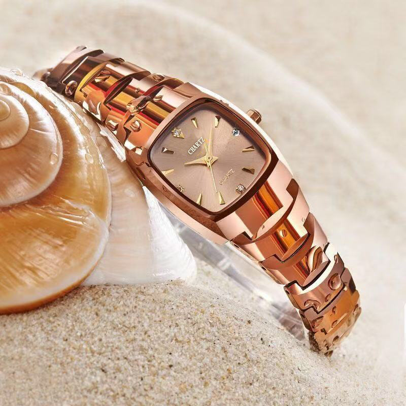 Tweed Style Simple Elegant Retro Square Dial Exquisite Ladies Watch Women's Fully Automatic Korean Version Genuine Luminous