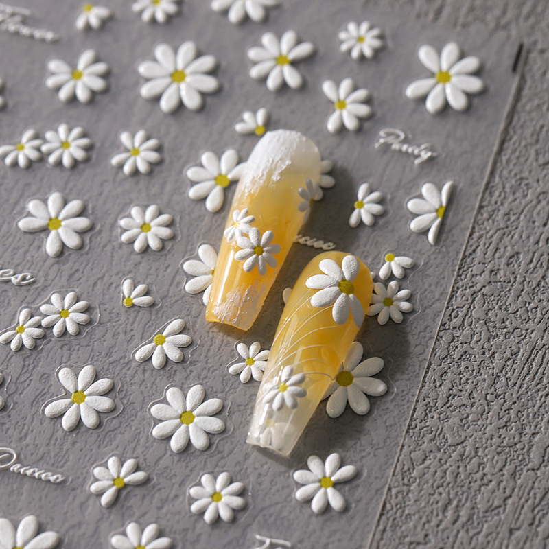 Iron Embossed Three-Dimensional Daisy Nail Stickers Ts-3595 Fresh Spring Gentle Little Daisy Nail Stickers
