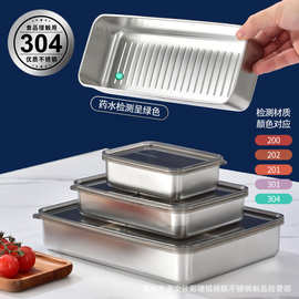 跨境热卖严选304不锈钢日式保鲜盒冰箱冷冻食物收纳盒 带盖培根盒