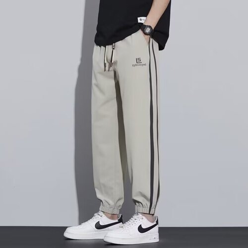 2025 new striped hoodies men's spring and autumn loose versatile ties trousers for youth fashion brand side splicing trousers