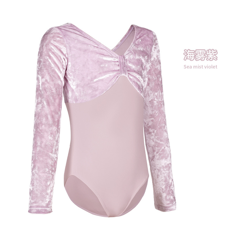 Ropa de baile Ropa de ballet de manga larga de otoño e invierno para niñas y niños Ropa de entrenamiento de terciopelo nuevo traje de baile chino para niños