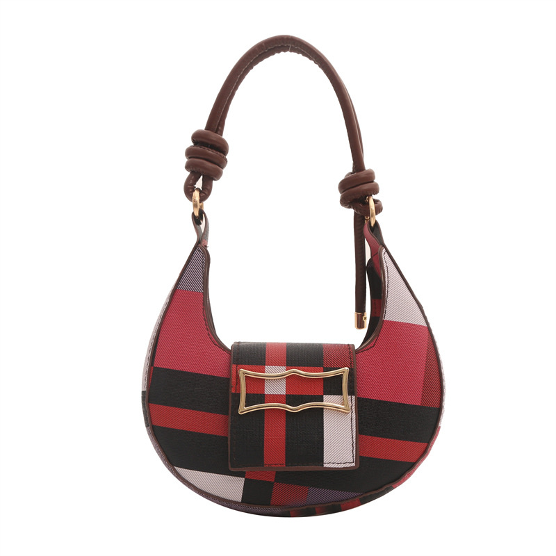 Temperamento simple y moderno 2024 casual Bolso de hombro con textura de estilo occidental popular de este año Bolso de axila con costuras de color en contraste