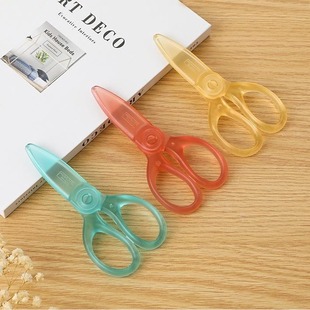 Guoyu light color cookie HSJ230 full resin children's scissors cute transparent plastic color safety scissors handmade