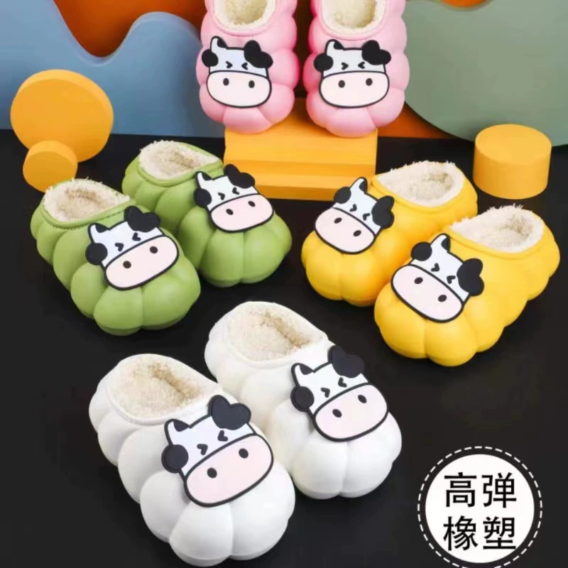 Детские хлопковые тапочки, непромокаемые зимние домашние плюшевые хлопковые тапочки для мальчиков и девочек на флисовой подкладке, Детские хлопковые тапочки для девочек