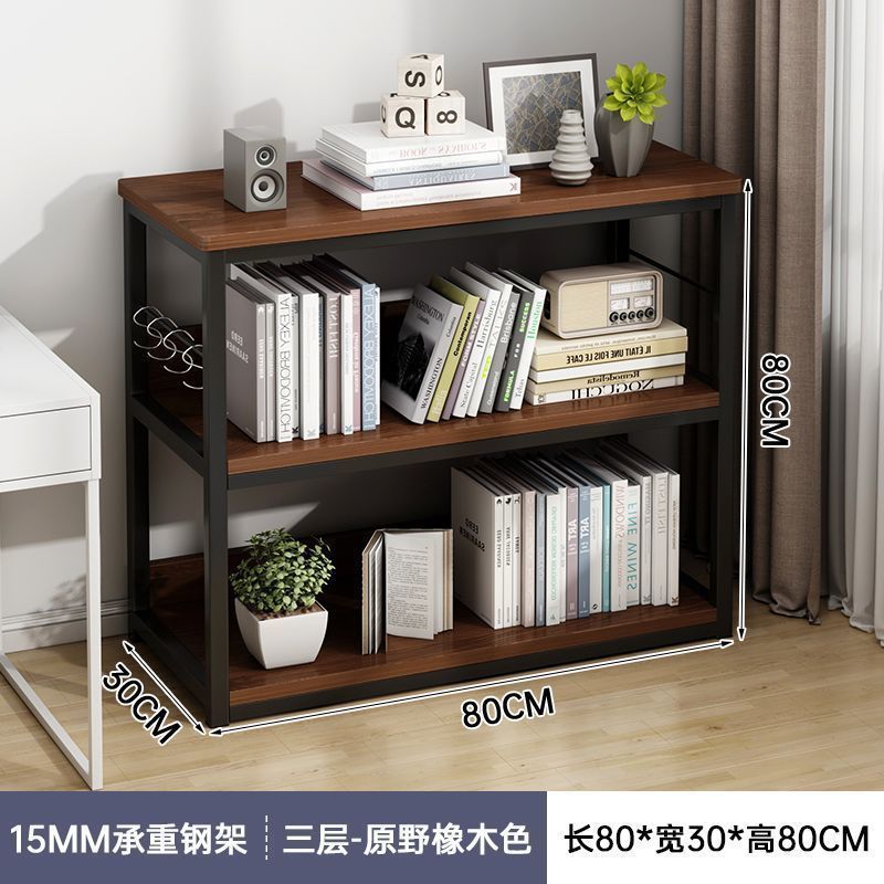 Estante de libros de piso integrado contra la pared hogar multicapa hierro forjado libro de dibujo estante de almacenamiento gabinete de oficina