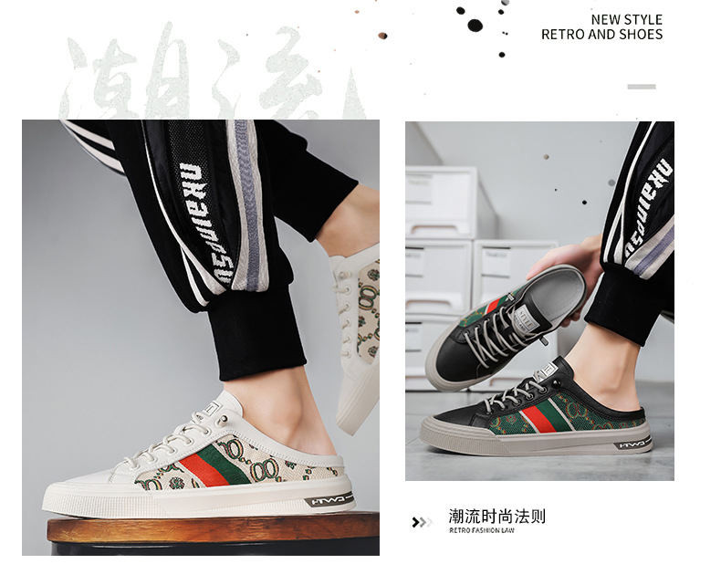 Sommer-Sneaker-Hausschuhe für Herren, Freizeitschuhe, halbe Leinwand, modischer Trend, Studenten-Turnschuhe_voghion.com