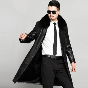 Зимняя длинная куртка, флисовое пальто, плащ, из натуральной кожи, длина макси, для среднего возраста