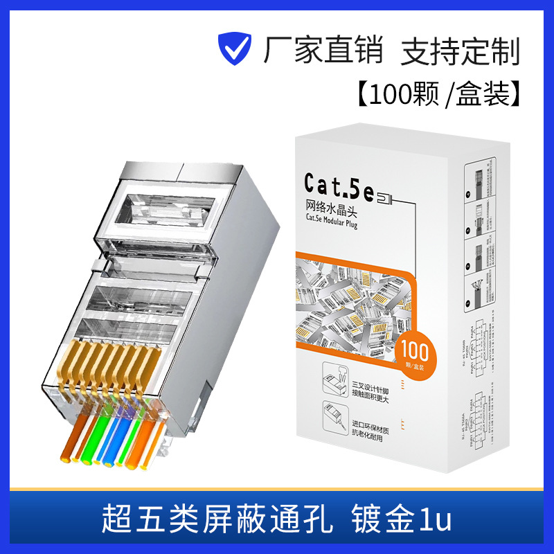 ※超五类屏蔽通孔镀金1U