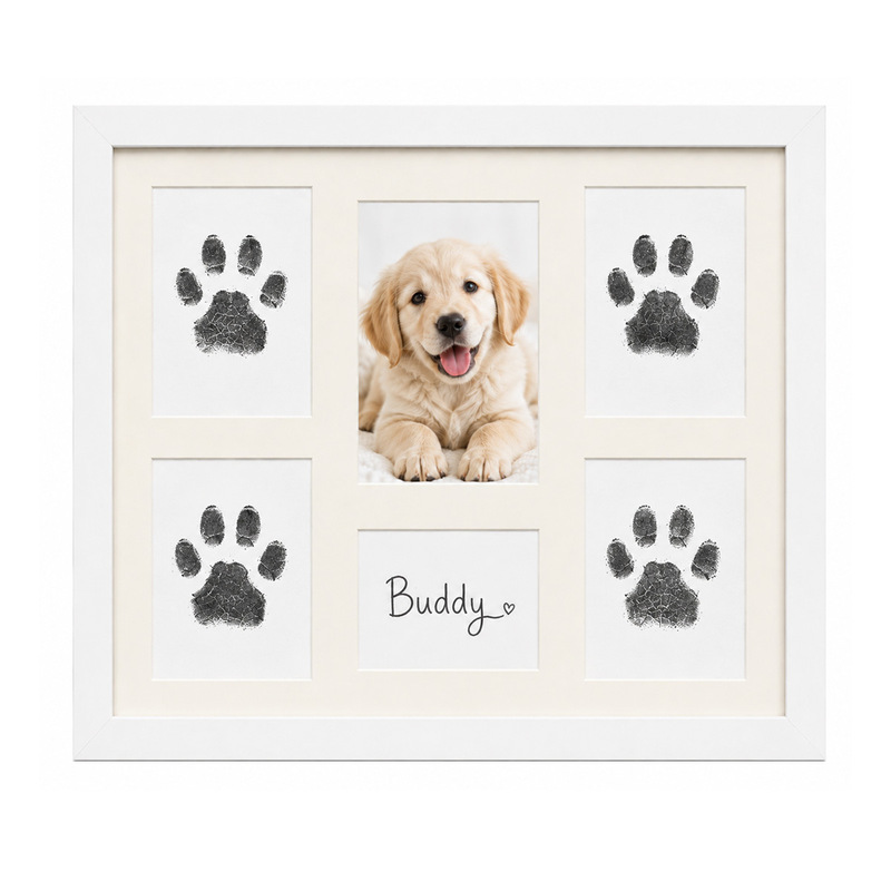 Cross-border 6-grid pet, baby, cat, and dog name and birthday handprint and paw print clay memorial photo frame Cross-border 6-grid pet, baby, cat, and dog name and birthday handprint and paw print clay memorial photo frame