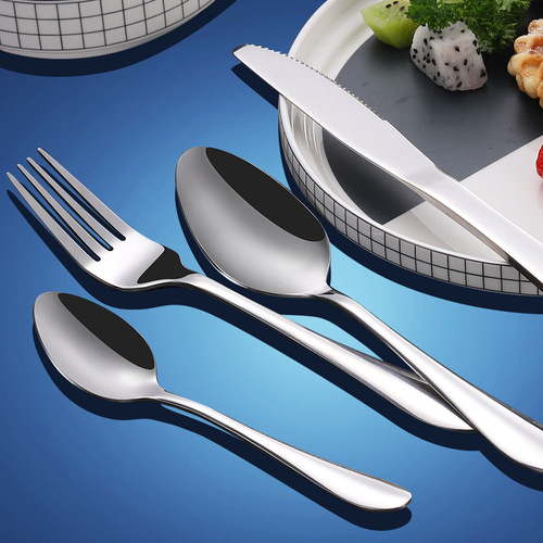1012 stainless steel round tip spoon Western food knife and fork spoon creative coffee ice cream spoon long handle soup spoon can be printed with logo