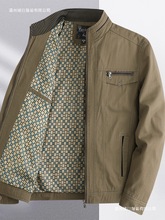 爸爸装春秋棉夹克衫中年男士立领宽松外套秋装男40-50岁薄上衣