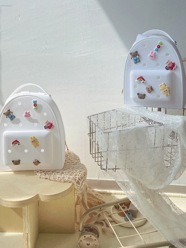 Moda coreana de color caramelo mochila gelatina mochila de silicona textura caricatura para padres e hijos lindos niños mochila de almacenamiento