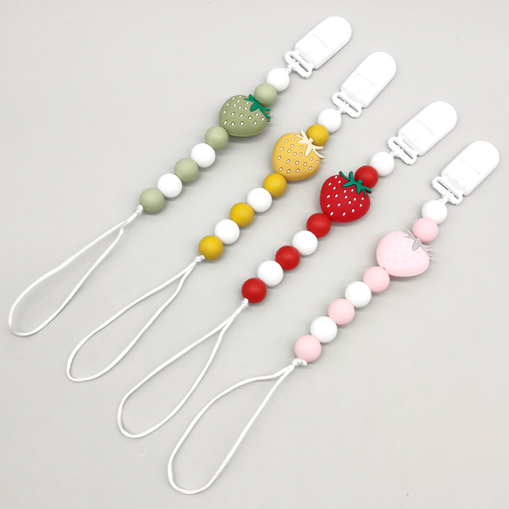 AliExpress new baby pacifier anti-drop chain strawberry pacifier lanyard anti-drop chain teether anti-drop pacifier clip