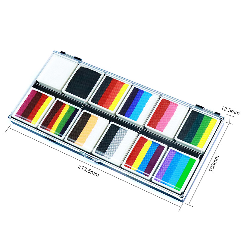 12-color Arco Iris barra paleta pintura corporal pintura lavable etapa maquillaje pintura crema