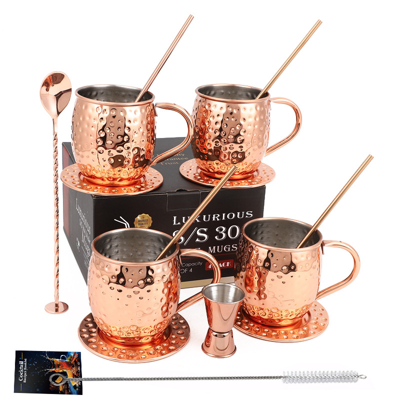 로즈 골드 해머 컵 4개 세트