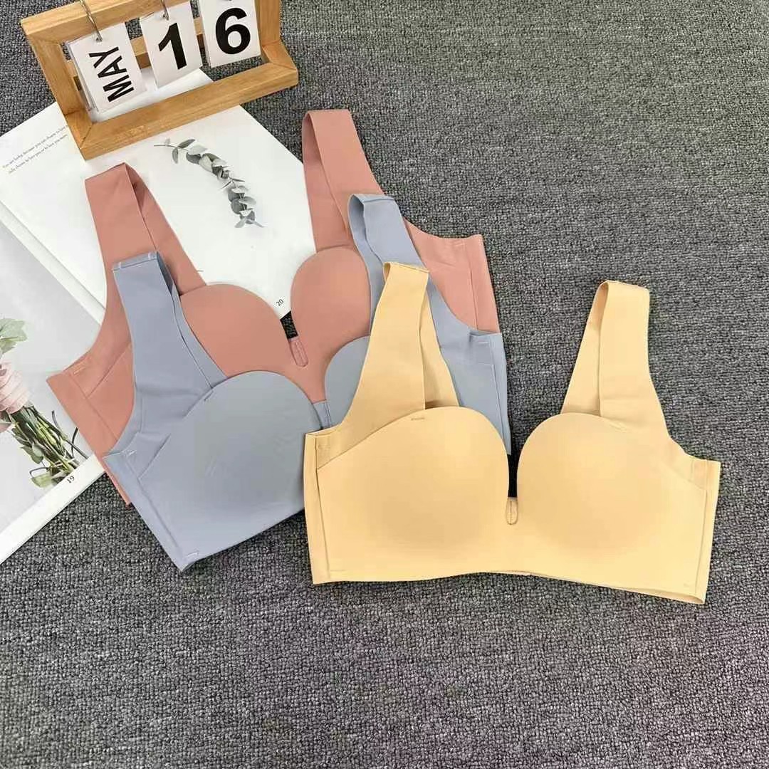 613 # Ropa interior sin costuras para mujer, pechos pequeños de verano, juntados, senos secundarios, senos planos antiflacidez, deportes especiales sin anillo de acero